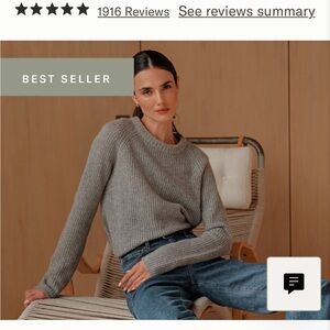 Jenni Kayne Cream Cashmere Crew Neck Sweater Soft Knit Minimalist